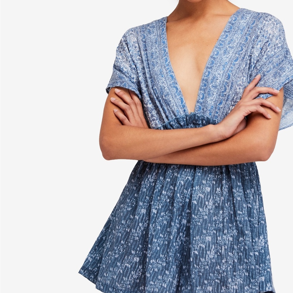 NWT Free People Arizona Romper in Blue XS